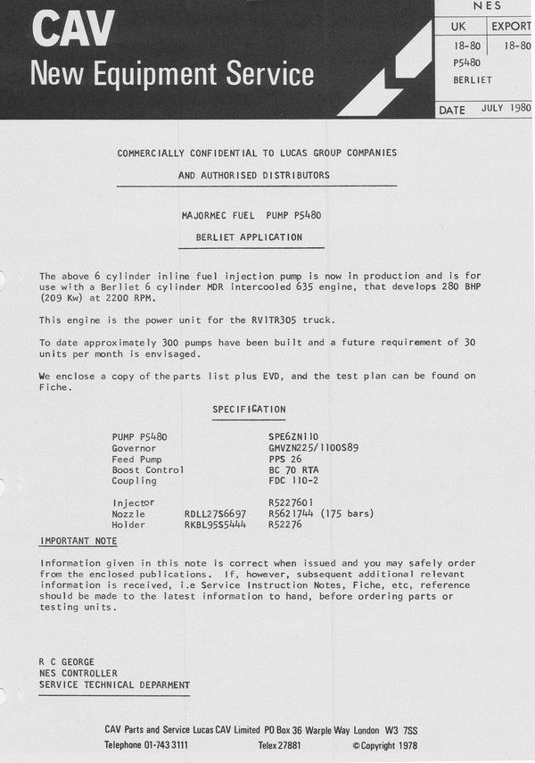 Product picture  MAJORMEC FUEL PUMP P5480 BERLIET APPLICATION
