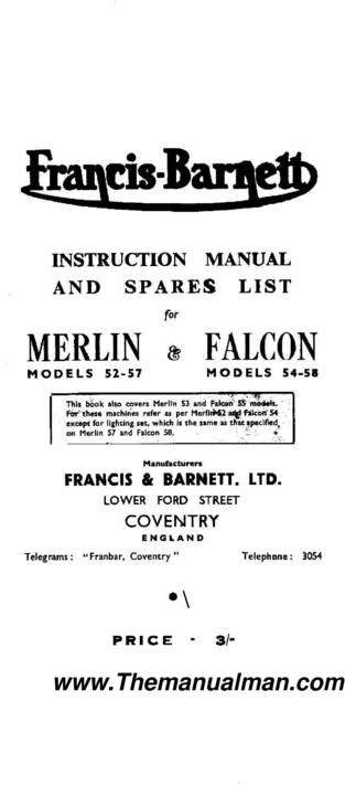 Product picture Frances Barnet Merlin & Falcon 1945 to 1959